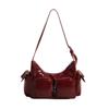 2025 Nuevo Bolso de Hombro Casual Elegante de Doble Bolsillo para Otoño e Invierno Bolso Cruzado de Moda para el Brazo Bolso de Nicho para Mujer