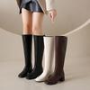 Botas altas hasta la rodilla con tacón grueso y puntiagudo para otoño de 2024, botas de caballero que adelgazan y combinan con todo, botas Martin de tacón grueso, botas altas