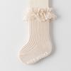 Meias Novas para Bebê Recém-nascido Menina Algodão Penteado Primavera Outono Inverno Renda Soltas Princesa Meia Cano Médio Antiderrapantes