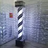 Luz Rotatoria de Barbería de Pie para Exteriores Impermeable Letrero de Salón de Peluquería Luz de Caja de Luz de Vidrio de Colores para Peluquería Se Puede Comprar en Lote Leidezhu