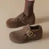 Zapatos Birkenstock originales de piel auténtica para mujer que aumentan la altura 4.5 cm, dos versiones: mules de ante con punta redonda, tira de hebilla y suela gruesa