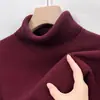 Suéter de punto para hombre de otoño e invierno, solapa doble, simple, casual, color liso, cálido, de punto base, top de cuello alto para hombre, grueso