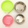Atacado pet cat dog hanging bowl pendurado candy color aço inoxidável dog bowl pode ser fixado ninho gaiola fábrica vendas diretas