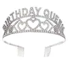 Diadema de Reina de Cumpleaños Elegante Europea y Americana Corona de Cumpleaños Corazón de Reina Accesorios para el Cabello para Fiesta de Cumpleaños