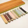 Manijas de Cuero de Color Latón Transfronterizas para Gabinetes, Estilo Sencillo para Armarios y Cajones, Manijas de Cuero de Cobre Puro para Bolsos y Cajas