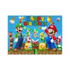 Nueva Tarjeta de Mario Decoración de Fiesta de Cumpleaños Tarjeta de Pastel de Mario Tela de Fondo para Fiesta Set de Decoración de Mantel