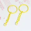 Llavero Pintado de Colores con Cadena de Cuatro Secciones y Broche de Langosta, Accesorios de Joyería Hechos a Mano para Manualidades, Colgante de Llavero de Muñeca