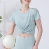 Venta al por mayor de Ropa de Yoga Transfronteriza, Tops Deportivos de Manga Larga Amigables con la Piel, Camisetas de Manga Corta para Pilates y Fitness para Mujer, Dropshipping