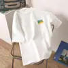 Camiseta de Manga Corta de Algodón Puro para Mujer Verano 2025 Nueva Moda Suelta Adelgazante Camiseta Diseño con Sentido Nicho Top para el Cabello