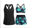 Conjunto de tankini de tres piezas de estilo nuevo europeo y americano 2026 con doble tirante, que oculta el abdomen, transfronterizo, con shorts tipo boxer, traje de baño de dos piezas para mujer