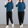 Conjunto Esportivo Casual Feminino Plus Size L~4Xl, Solto, com Aparência Rejuvenescedora e Emagrecedora, Novo Estilo com Capuz para Outono e Inverno, Conjunto de Duas Peças