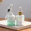 Botella Gotero de Aceite Esencial de 30 ml en Stock, Botella de Vidrio de Doble Capa con Anillo Dorado y Plateado de 50 ml para Líquido Esencial, Botella Dispensadora Cosmética