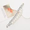 Nueva Pulsera de Cuero Doble Cadena Perla Colgante de Flor diY Accesorios para Carcasa de Teléfono Móvil Banda Corta para Muñeca Mujer