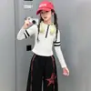 Conjunto de Roupa de Outono para Meninas 2026 Novo Estiloso Outono Crianças Grandes Meninas Pequenas Infantis Calça de Moletom Americana Retrô Conjunto de Duas Peças