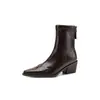 Botines de Moda Estilo Británico 5.5cm Temperamento Elegante Adelgazantes 2026 Otoño/Invierno Nueva Llegada Punta Fina Tacón Grueso Cremallera Trasera Botines Cortos para Mujer