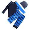 Novo Traje de Banho 2025 para Meninos, Traje de Banho de Secagem Rápida, Azul Estilo Coreano Dividido com Mangas Longas Proteção Solar Esportivo Traje de Banho Transfronteiriço