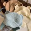 Sombrero Baotou de Punto con Orejas de Oso Lindo Coreano para Mujer Otoño e Invierno Cálido Protector de Orejas Cabeza Grande Cara Pequeña Sombrero de Lana