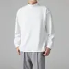 Nueva Camiseta Base de Color Sólido de Terciopelo Alemán de Cuello Semi Alto para Hombre Otoño/Invierno, Top de Moda de Gama Alta Versátil Sudadera Cálida Camiseta