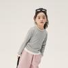 Camiseta feminina estilo ocidental primavera 2024 nova camisa casual infantil estilo coreano cor sólida bebê manga comprida camiseta