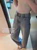 Jeans Feminino Outono 2026 com Apliques de Strass, Calça Reta Solta com Design de Strass, Calça Skinny Wide-Leg