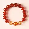 Pulseira de Ágata Vermelha com Doze Signos do Zodíaco, Três Harmonias e Três Estranhezas, Pulseira da Sorte para o Ano do Cavalo Casal, Atacado