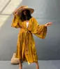 2022 Nueva Blusa de Playa Transfronteriza de Amazon con Estampado Tie-dye Cardigan Protector Solar Blusa Exterior para Bikini para Mujeres