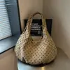 Bolsa tote de poá, estilo despojado, de grande capacidade, para mulheres, perfeita para o outono, com design retrô em veludo cotelê, versátil e estilosa, podendo ser carregada como bolsa de ombro ou sacola de braço.