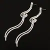 Moda Europeia e Americana Longos Brincos de Franja com Strass para Noiva Acessórios de Temperamento para Jantar de Socialites Brincos E372