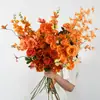 Flores Artificiales Flor Naranja Materiales Boda Salón de Bodas Decoración del Hogar Rosas Artificiales Flores Falsas Flores de Plástico Venta al por Mayor