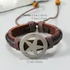 Pulseira de Couro Estilo Punk Original, Pulseira de Moda Retrô Tecida à Mão, Pulseira de Moda Estrela de Cinco Pontas em Liga