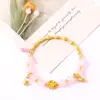 Pulseira de Vidro de Bambu e Lótus Estilo Chinês Tendência Joia da Moda para Casais e Melhores Amigos Acessórios Joias Pequenas Pulseira