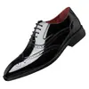 Zapatos de Cuero Formales de Negocios Estilo Británico Talla Grande para Hombre Punta Fina con Cordones Bloque de Color Cuero Charol Brogues de Caña Baja para Hombre