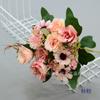 10 Cabezas de Crisantemo Rosa Decoración de Salón de Bodas Flores Artificiales Adornos para Sala de Estar del Hogar Flores Decorativas Flores de Seda Flores Falsas