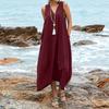 2022 Comercio exterior AliExpress desea nuevo vestido de playa de lino y algodón con cuello en V y bolsillos, popular en Europa y América, falda informal.