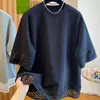 Camiseta de Manga Corta con Retazos de Encaje Talla Grande para Mujer, Nuevo Estilo Verano 2026, Estilo Perezoso, Top Holgado Casual Versátil Adelgazante