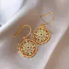 Pintura al Óleo Jardín de Monet Pendientes de Perla Florales Lujo Ligero Clavos de Oreja de Gama Alta Pendientes Dulces Frescos Franceses para Mujeres