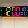 Reloj de Pared Digital Grande de 16.5" con Pantalla LED RGB para Aula con Control Remoto | 11 Opciones de Color RGB, Horario de Verano Automático, Pantalla de Temperatura y Fecha, Números Grandes Fáciles de Leer, Aula, Oficina, Gimnasio y Hogar, Amigable para Personas Mayores