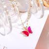 Collar Explosivo de TikTok Femenino INS Rojo de Internet Zircón Microincrustado Color Mágico Degradado Mariposa Moda Personalidad Collar Femenino