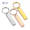 En stock acero inoxidable patrón de golpeo llavero largo letras DIY llavero patrón de golpeo venta al por mayor de fábrica