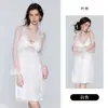 Precioso Pijama de Seda de Hielo Talla Grande Tentación Apasionado Caliente con Almohadilla de Sujetador Camisón Bata Exterior de Malla Conjunto para el Hogar P2722