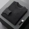 Nuevo Suéter de Lana Australiana Gruesa de 7 Agujas con Cuello Redondo para Primavera y Otoño, Suéter Pulóver de Manga Larga para Hombre, Camiseta de Punto Básica al por Mayor