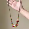 Collar de Cuentas Cerámicas Coloridas Estilo Étnico para Mujer 2026 Nuevo Verano Estilo Vacaciones Playa Accesorio Cadena Larga para Clavícula