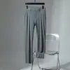 Pantalones Casuales de Seda de Hielo para Hombre 2025 Primavera Nuevo Pantalón Recto Slim Ligero Pantalones de Negocios Pantalones Largos Delgados para Hombre