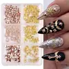 Explosões transfronteiriças Manicure Rivet Joias Não Desbota Cor Mista 6-grade Longo Metal Oco Estrela Lua Decoração Unhas