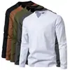 2024 outono nova tendência da moda masculina gola V manga comprida camiseta moda algodão camiseta base britânica