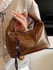 Bolsa Melard Estilo Retro Tendência Bolsa Dumpling Versátil Estilosa para o Dia a Dia Textura de Couro Wax Oil Bolsa Transversal Feminina