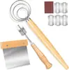 Ferramentas de Panificação Conjunto de 6 Peças Conjunto de Ferramentas para Fazer Pão Cabo de Madeira Batedor de Farinha Faca de Aparar Raspador Cortador de Farinha