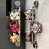 Caja de almacenamiento de cocina para cebolletas, jengibre y ajo, estante multicapa con ventosa, organizador de pared para jengibre y ajo, cesta sin perforación