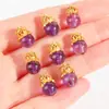 Accesorios de Amatista Natural Chapados en Oro de 24 Quilates Pulsera DIY Colgante de Calabaza Pulsera de Cuentas Accesorios Pequeños de Gota