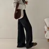 Jeans Feminino Casual de Inverno com Plus Veludo para Crianças Médias e Mais Velhas Engrossado para Sair Calças Flare Calças de Perna Larga Emagrecedoras Calças Longas Estilosas